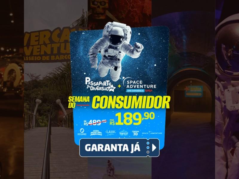 Passaporte Vip da Diversão + Space Adventure - 6 Atrações